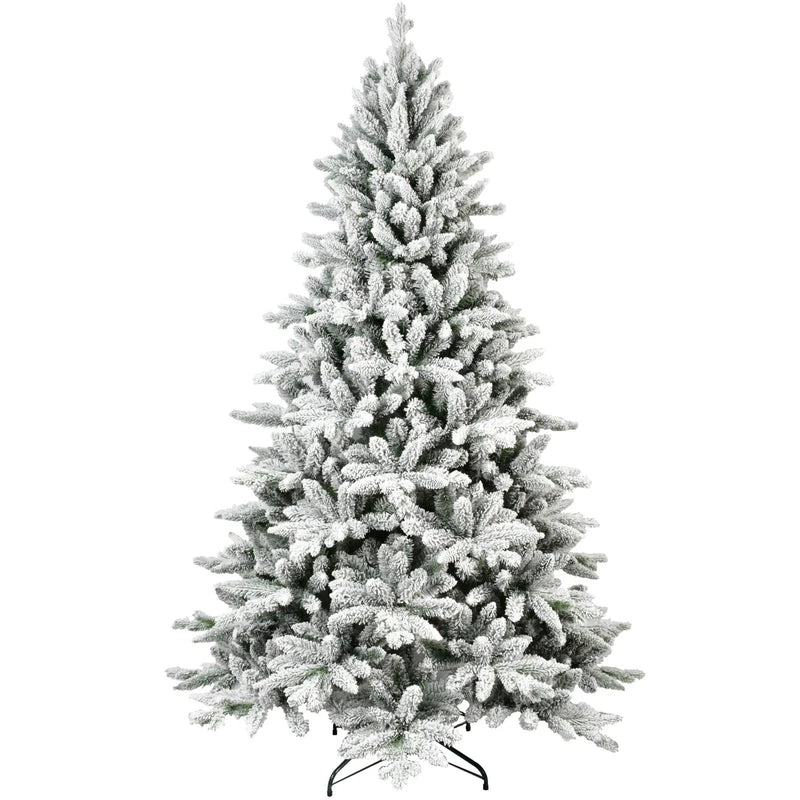 6ft Snow-Flocked Pre-Lit Christmas Tree with 1100 PE+PVC Tips by HouseOfZazla