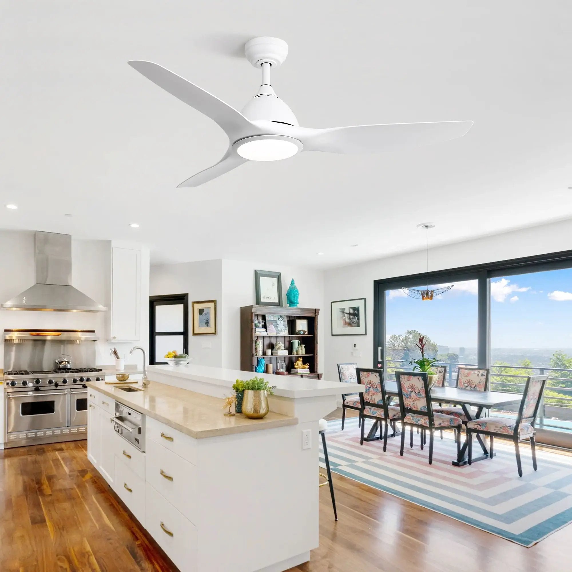 Modern Ceiling Fan With 22W Led Light, 3 ABS Fan Blades Dc Motor Ceiling Fan For Bedroom Living Room by HouseOfZazla