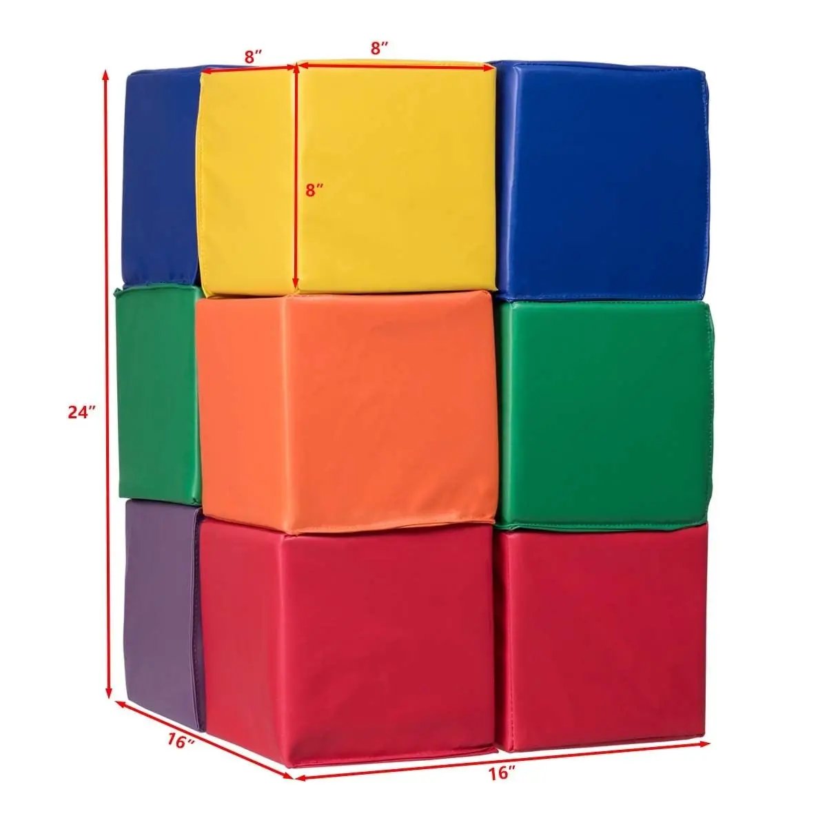 12 Pieces 8 Inch PU Foam Big Building Blocks for Kids by DirectDeals