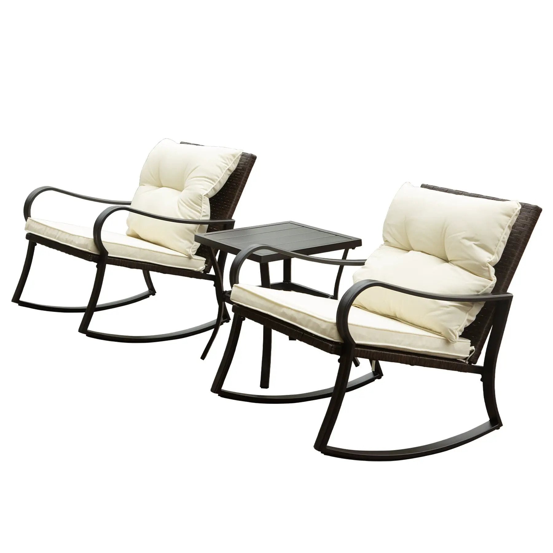 Metal 2 - Person Outdoor Patio Rocking Seating Group with Cushions by HouseOfZazla