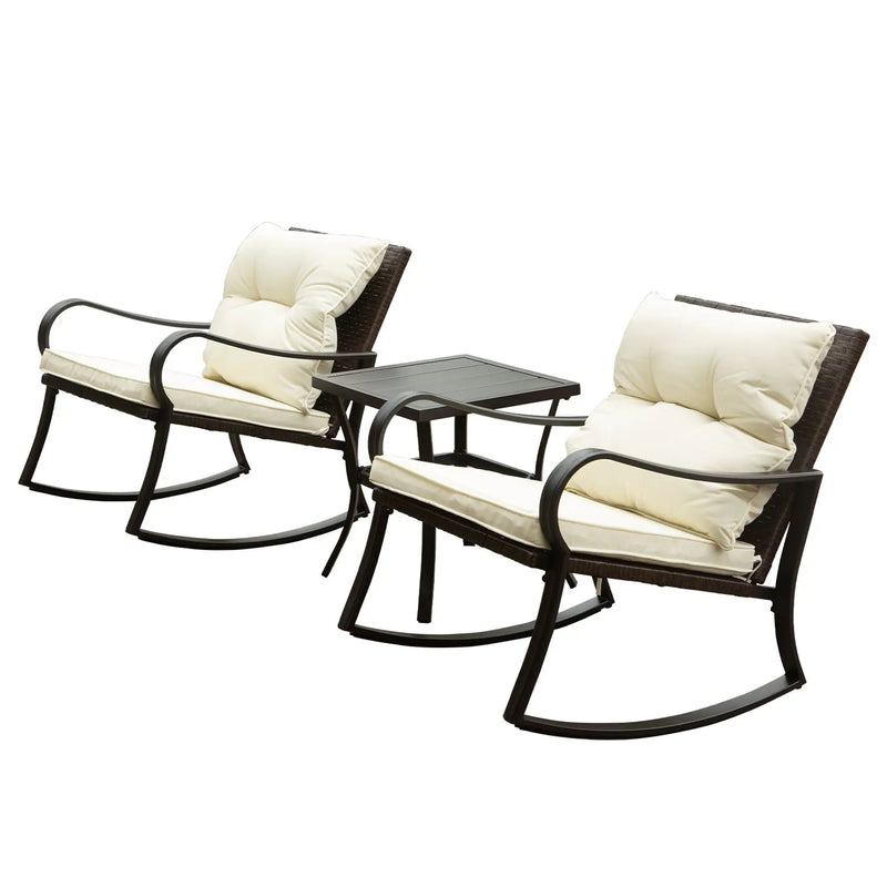 Metal 2 - Person Outdoor Patio Rocking Seating Group with Cushions by HouseOfZazla