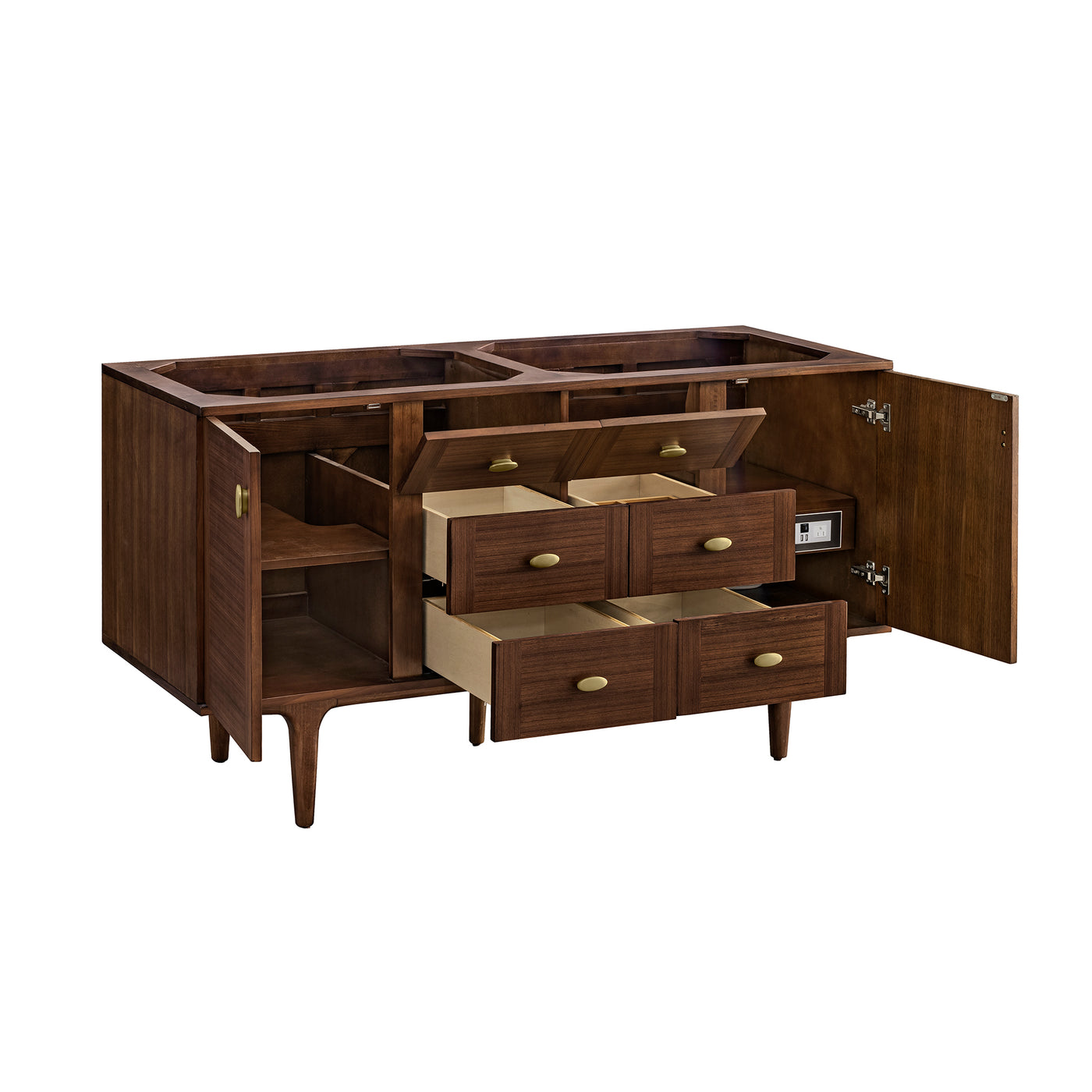 James Martin Amberly 60" Dual Mount Double Bathroom Vanity, Mid-Century Walnut, view 22