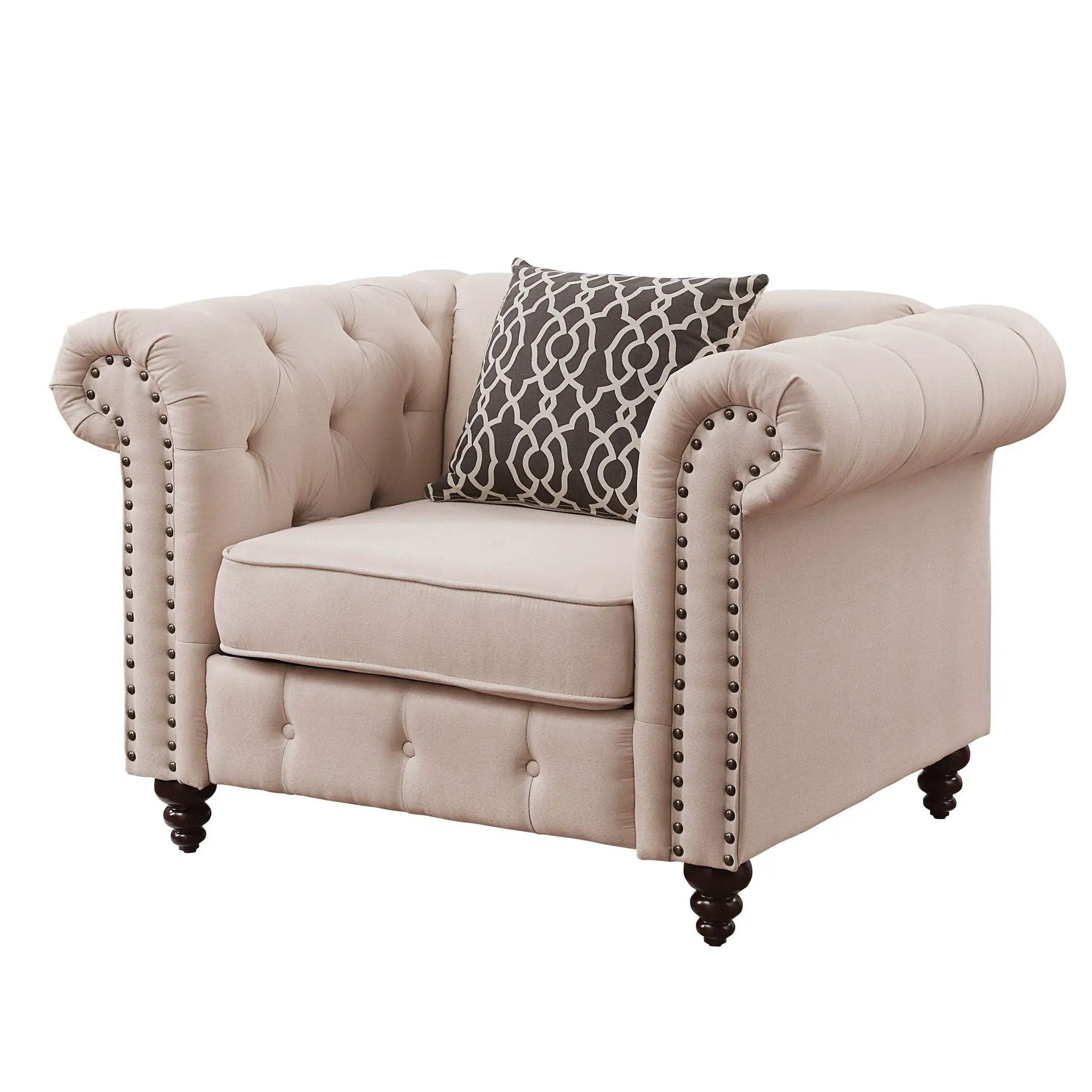 Aurelia - Linen Chair With Pillow - Beige by Unique Piece Furniture