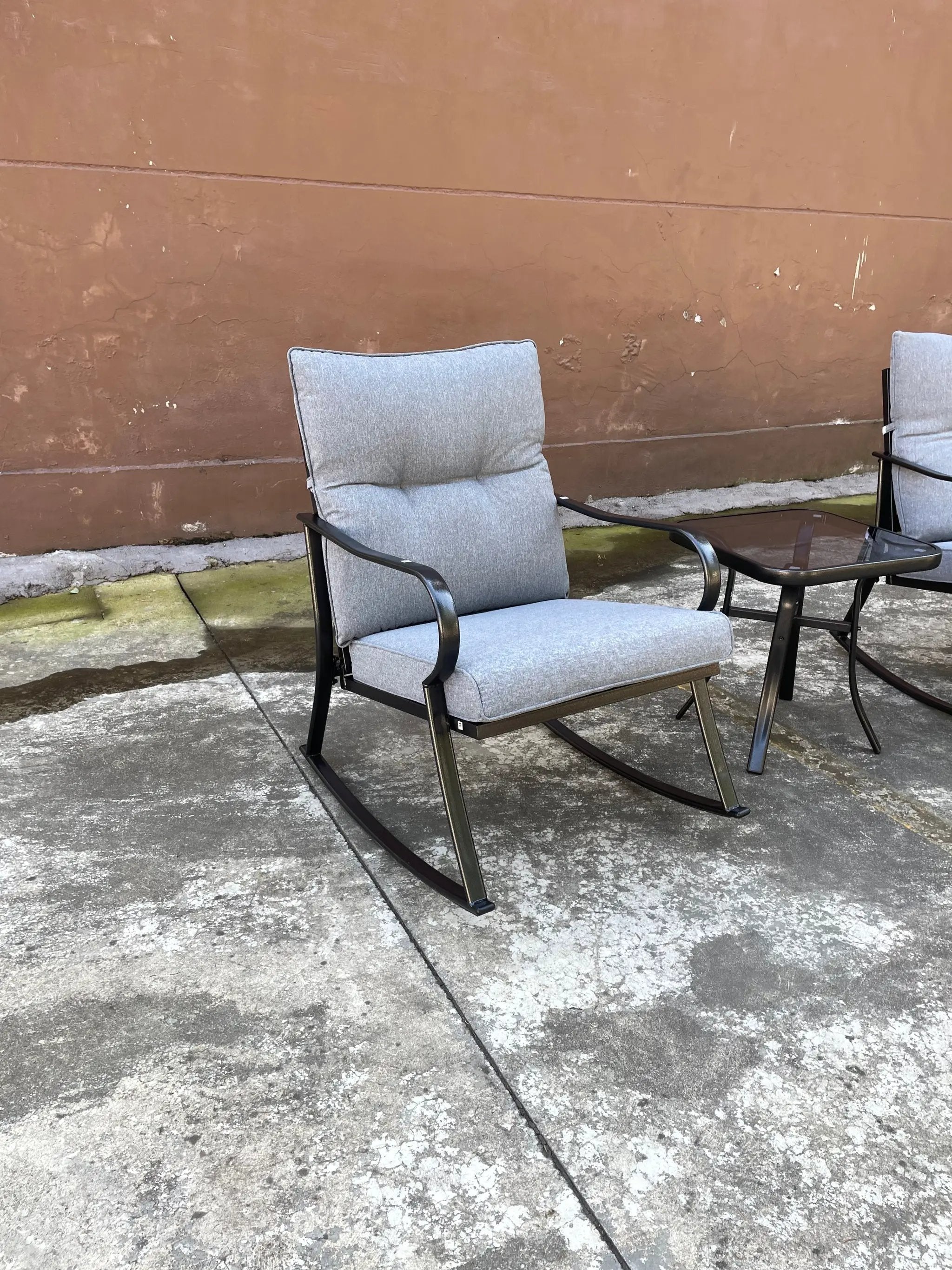 Rocker Set Chair and Teapoy Medium Grey by HouseOfZazla