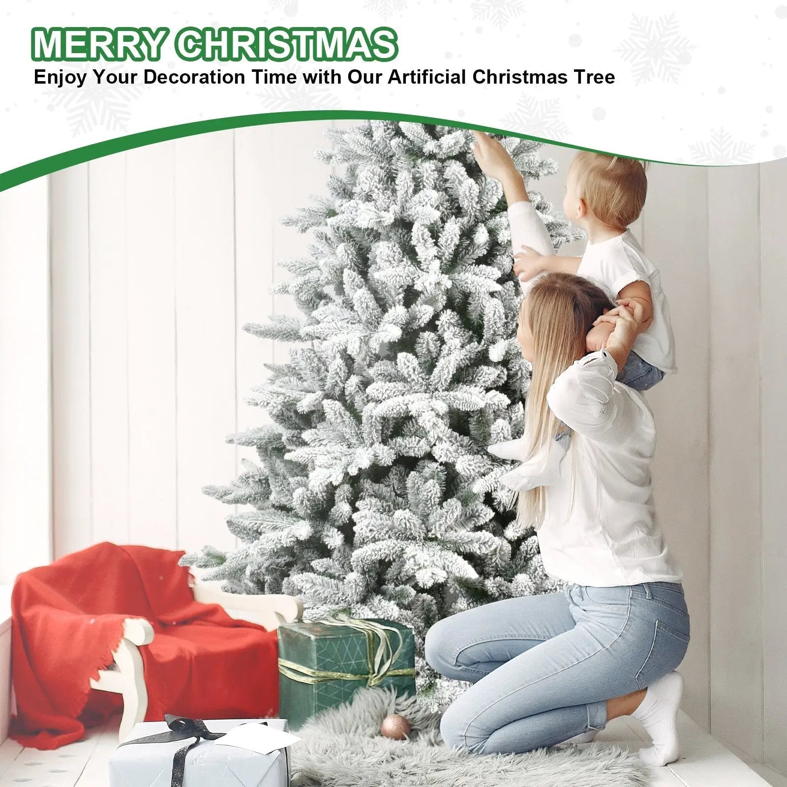 7ft Flocked Christmas Tree with 1514 Tips by HouseOfZazla