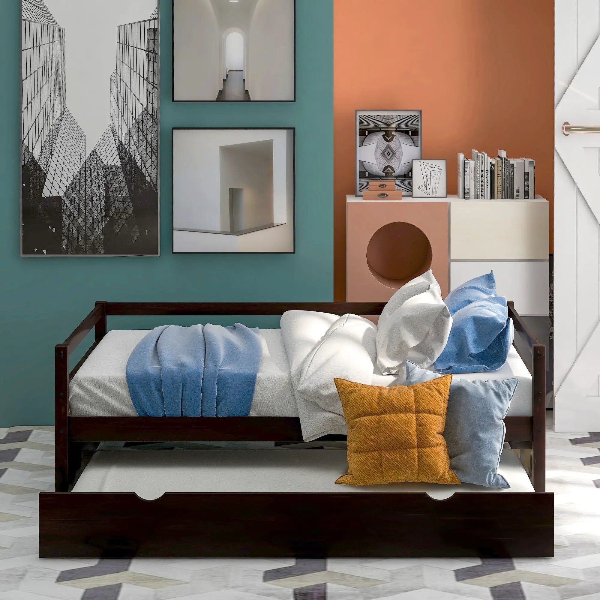Twin Daybed With Trundle Frame Set by HouseOfZazla