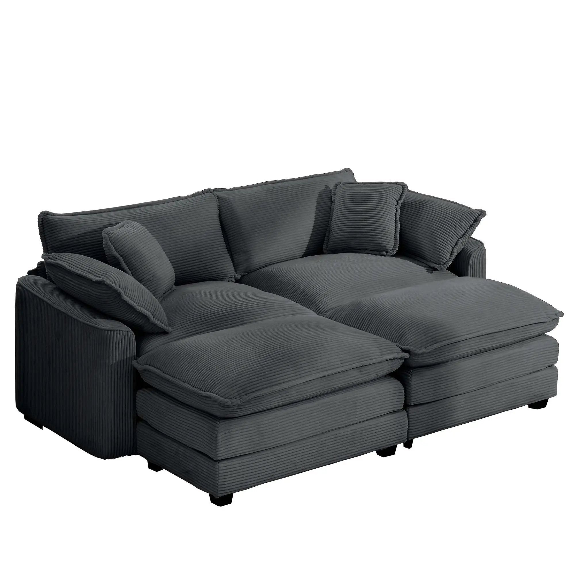 Modern Oversized Modular Cushion Sofa With Ottoman, Low Back, Deep Seating Sofa Set by Unique Piece Furniture
