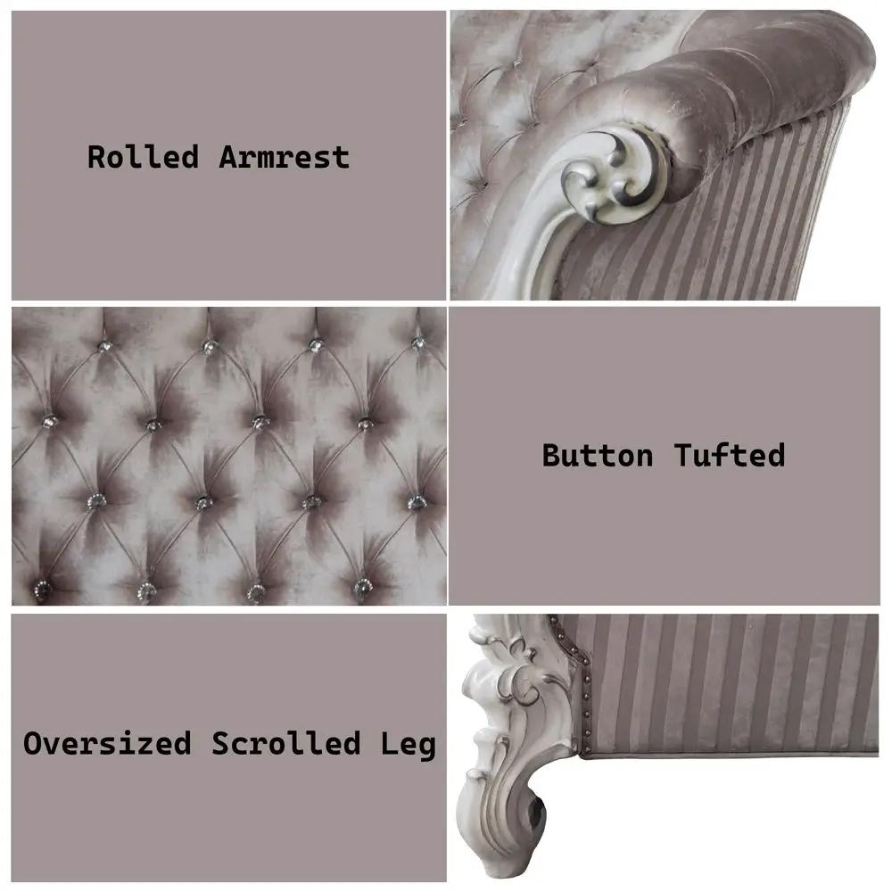 Versailles - Sofa With 7 Pillows - Ivory Fabric & Bone White by Unique Piece Furniture