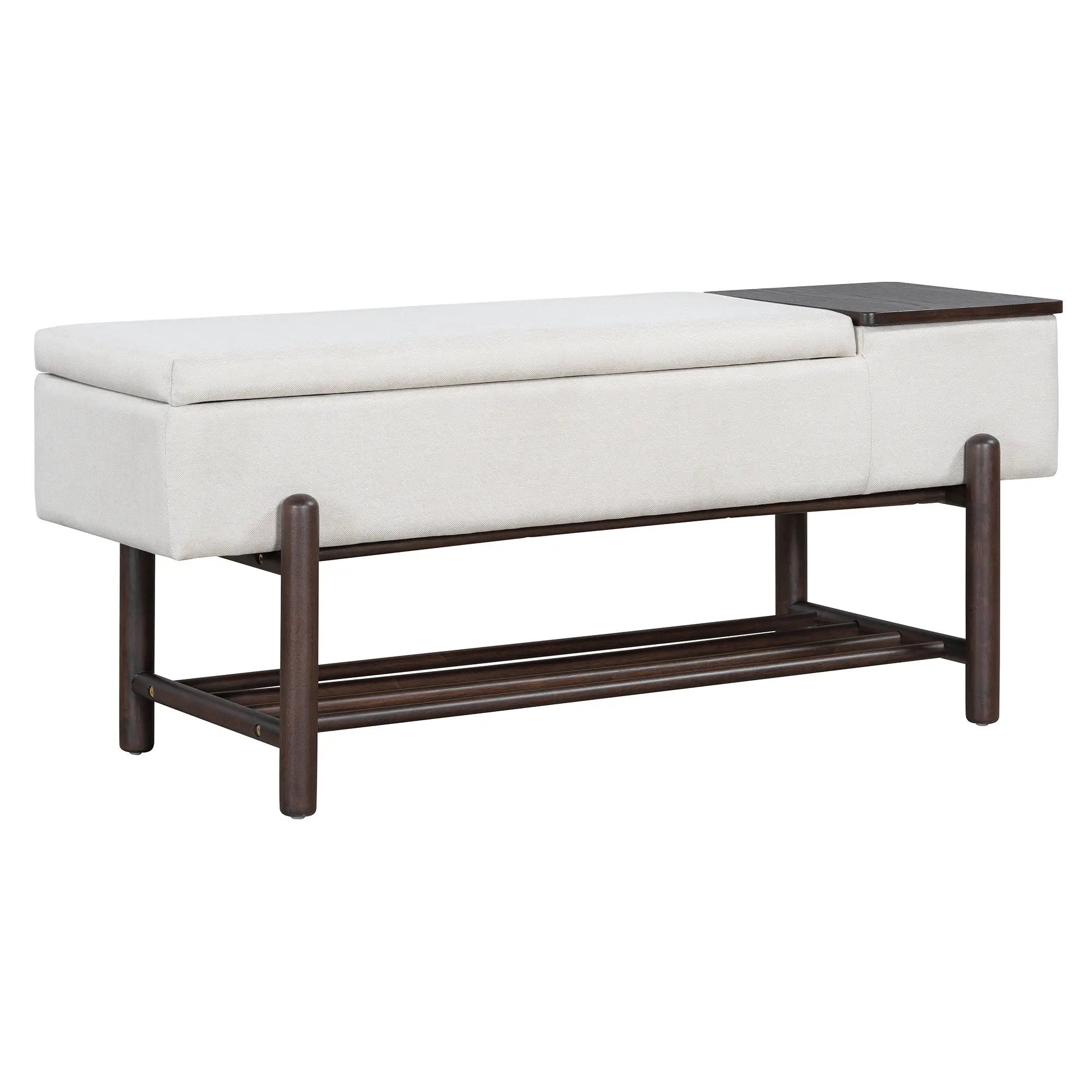 TREXM Farmhouse Upholstered Storage Bench with Hidden Compartment - Espresso by HouseOfZazla