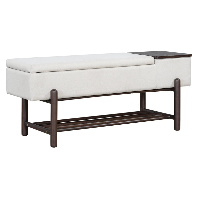 TREXM Farmhouse Upholstered Storage Bench with Hidden Compartment - Espresso by HouseOfZazla