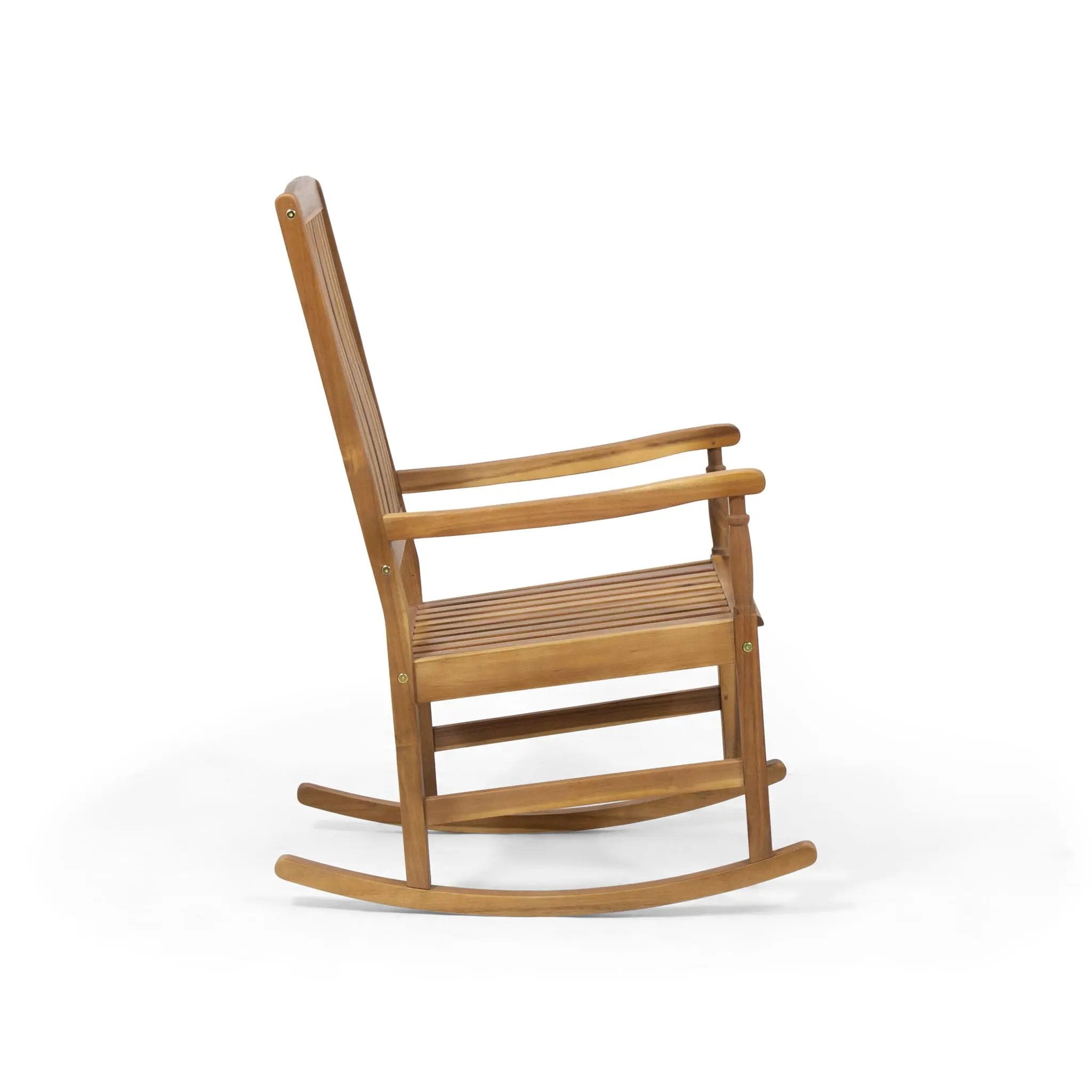 Muse Outdoor Acacia Rocking Chair With Slat Design - Teak by HouseOfZazla