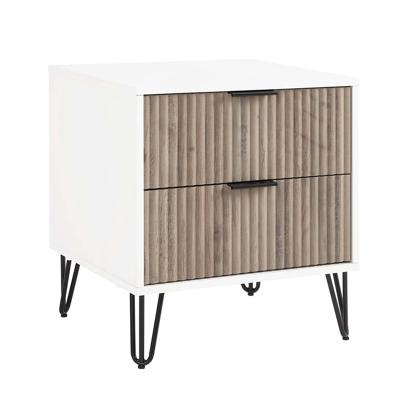 Dumbo - Fluted Nightstand With 2 Drawers - Gray / White by HouseOfZazla
