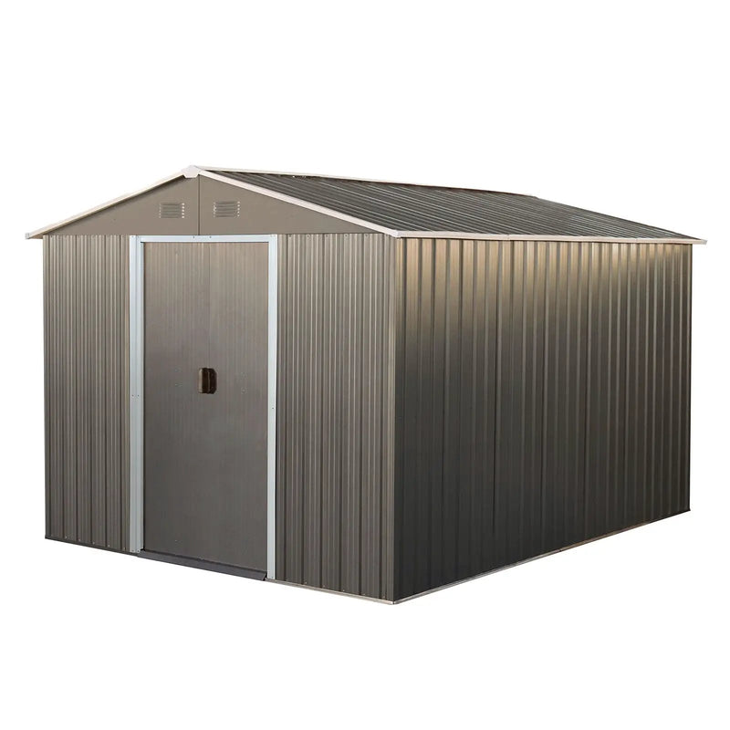 8X10Ft Outdoor Metal Storage Shed - Gray by HouseOfZazla