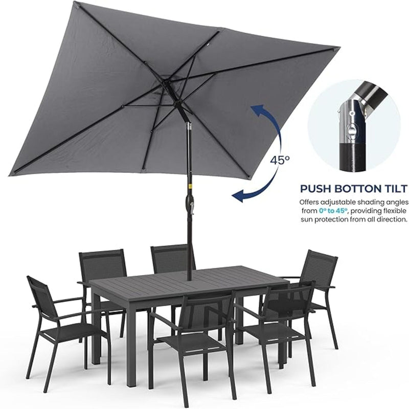Rectangular Patio Umbrella With Crank Tilt, Polyester UV-Resistant Canopy by HouseOfZazla