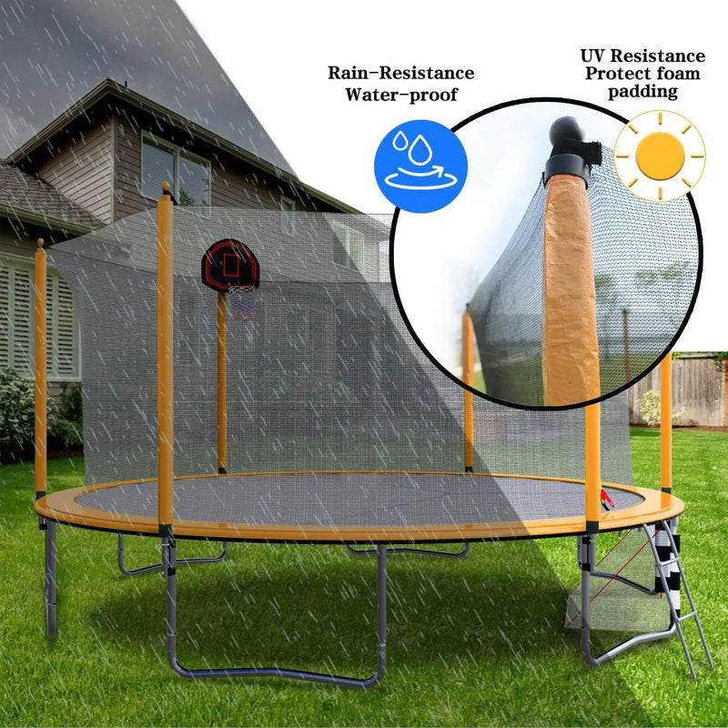 16Ft Trampoline With Basketball Hoop Pump And Ladder (Inner Safety Enclosure) With Soccer Goal by HouseOfZazla