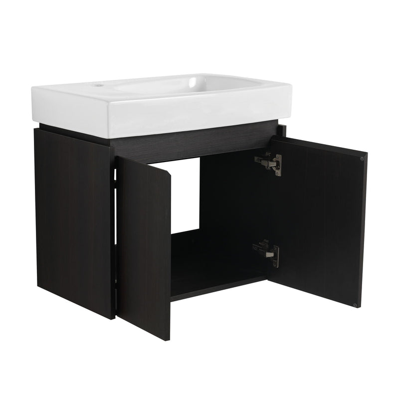 Modern Bathroom Vanity With Ceramic Basin, Wall Mounted Floating Sink Combo, Storage Cabinet by HouseOfZazla
