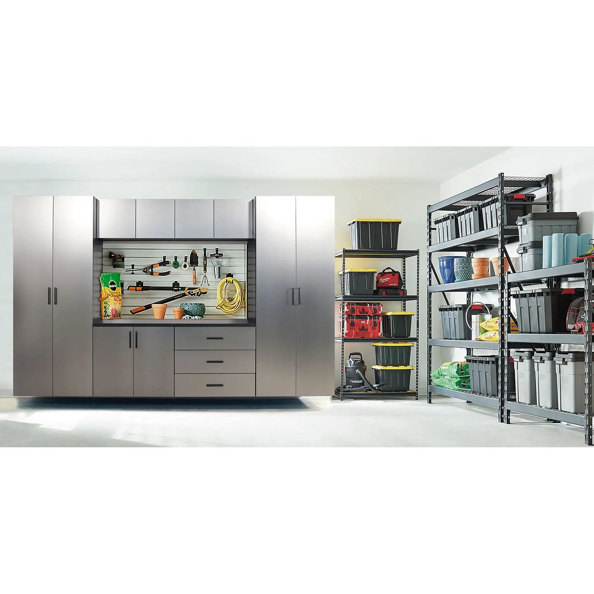 Astro Series - Wall Mounted Storage Cabinet With Soft Closing Drawers - Metallic Gray by HouseOfZazla