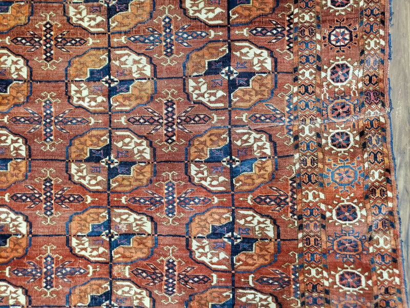 4x7 Antique Yamud Rug Russian Rug Turkoman Rug Fine Weave Rug by Jewel Rugs