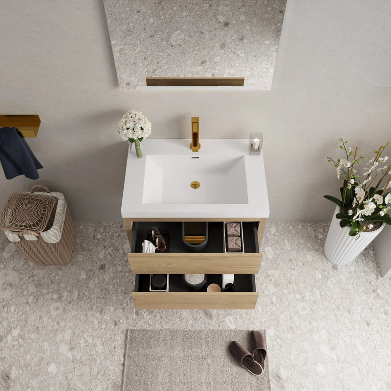 30" Wall-Mounted Bathroom Vanity with Sink, Floating Storage Cabinet by HouseOfZazla
