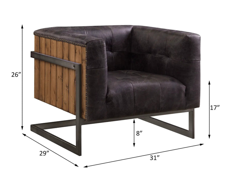 Sagat - Accent Chair - Antique Ebony Top Grain Leather & Rustic Oak by Unique Piece Furniture