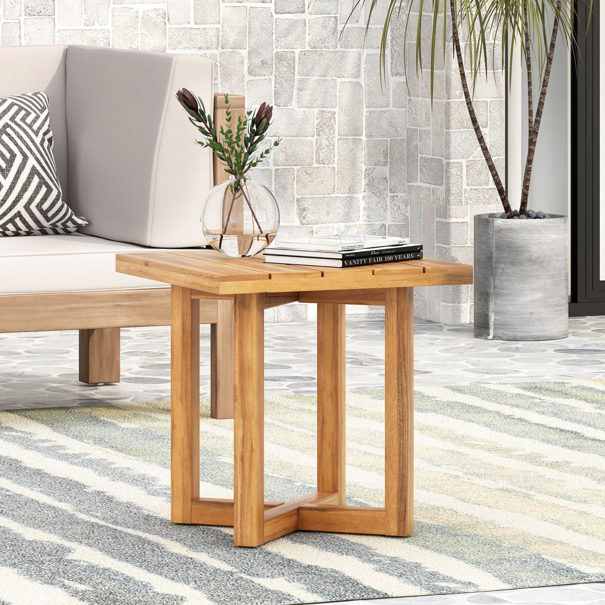 Ella - Square Side Table With Cross Stretcher Base by HouseOfZazla