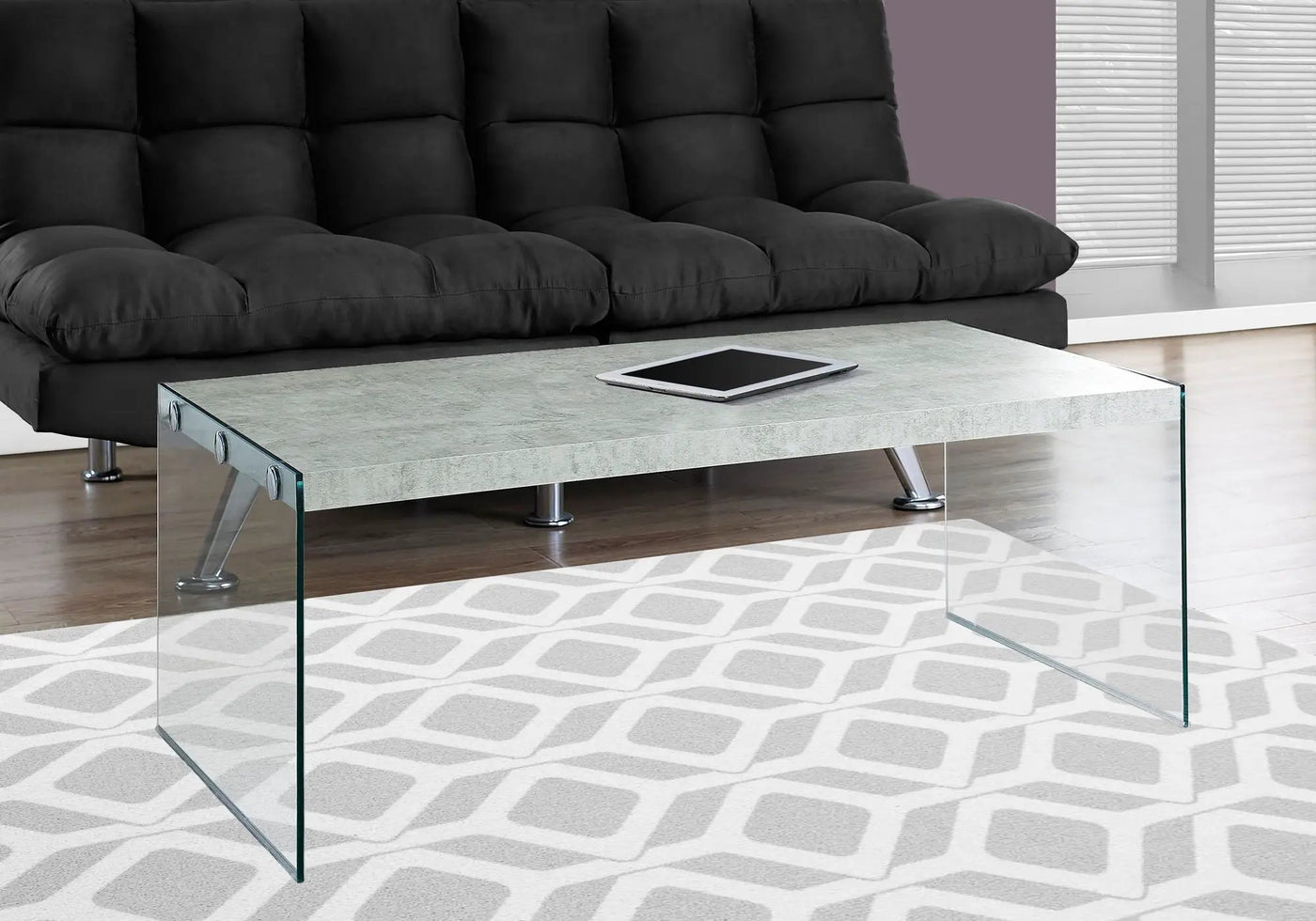 Coffee Table Rectangular For Living Room Clear Tempered Glass by HouseOfZazla