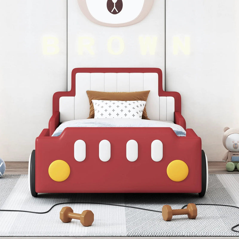 Race Car Shaped Platform Bed With Wheels by HouseOfZazla