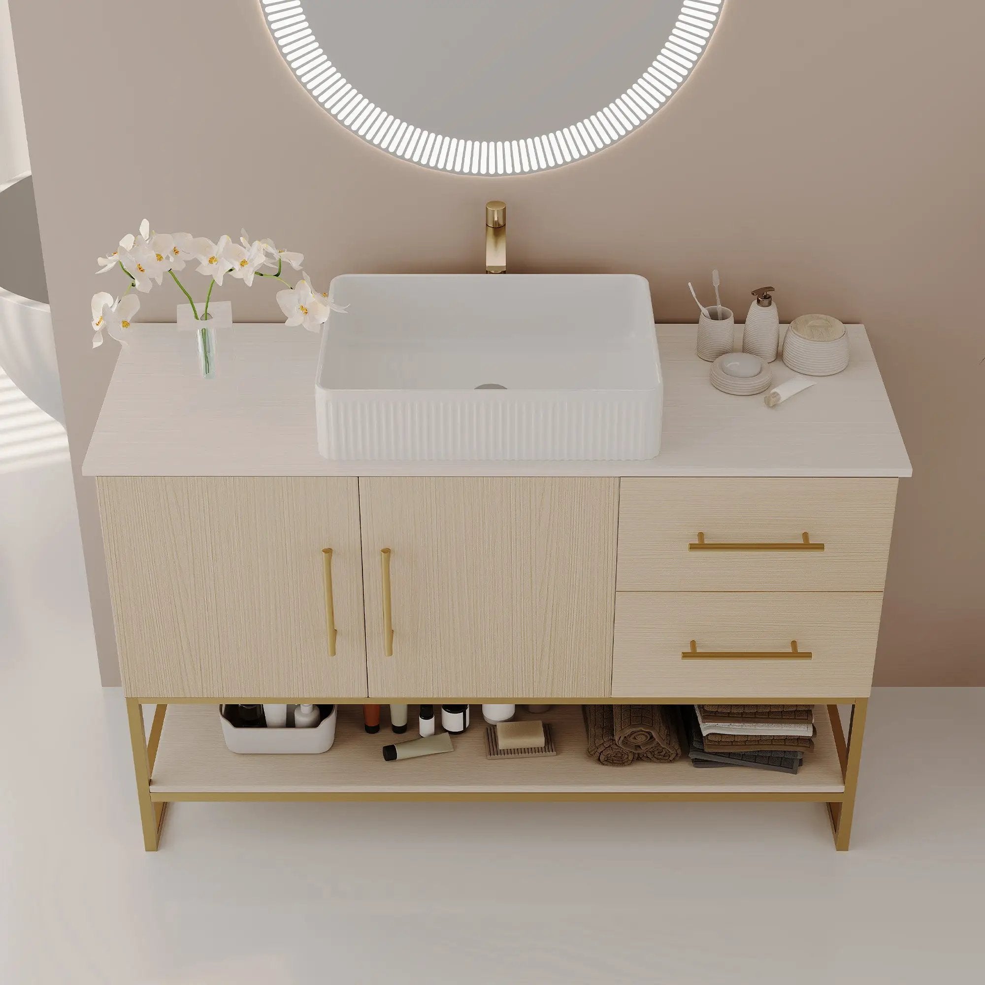 47.2" Modern Bathroom Vanity With Ceramic Vessel Sink by HouseOfZazla