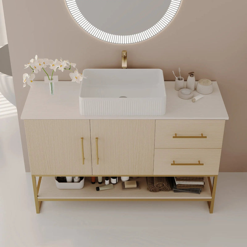 47.2" Modern Bathroom Vanity With Ceramic Vessel Sink by HouseOfZazla