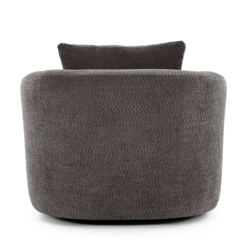 360° Swivel Barrel Sofa Chair With Throw Pillow, Upholstered Accent Chair by HouseOfZazla