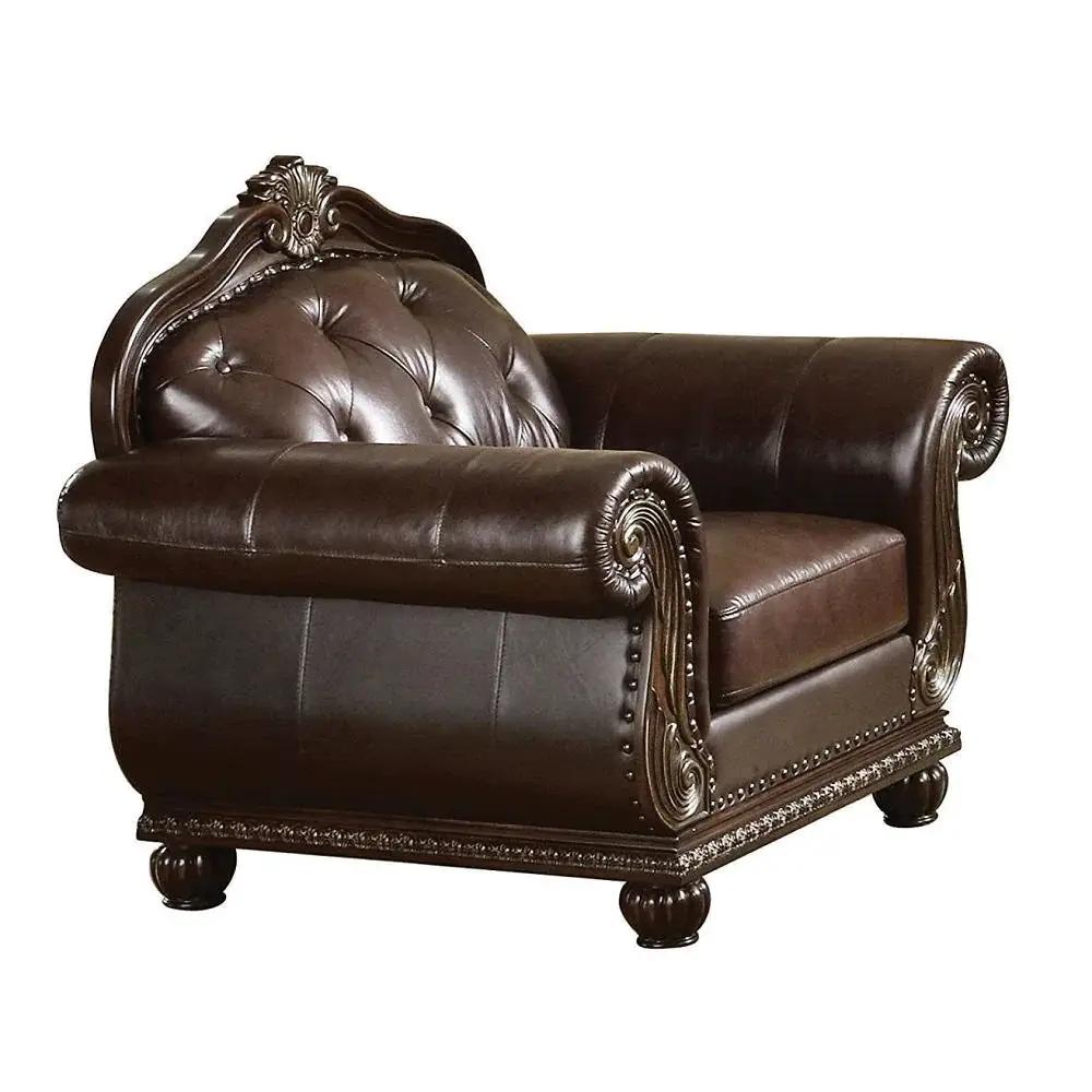 Anondale - Chair - Espresso Top Grain Leather Match & Cherry by Unique Piece Furniture