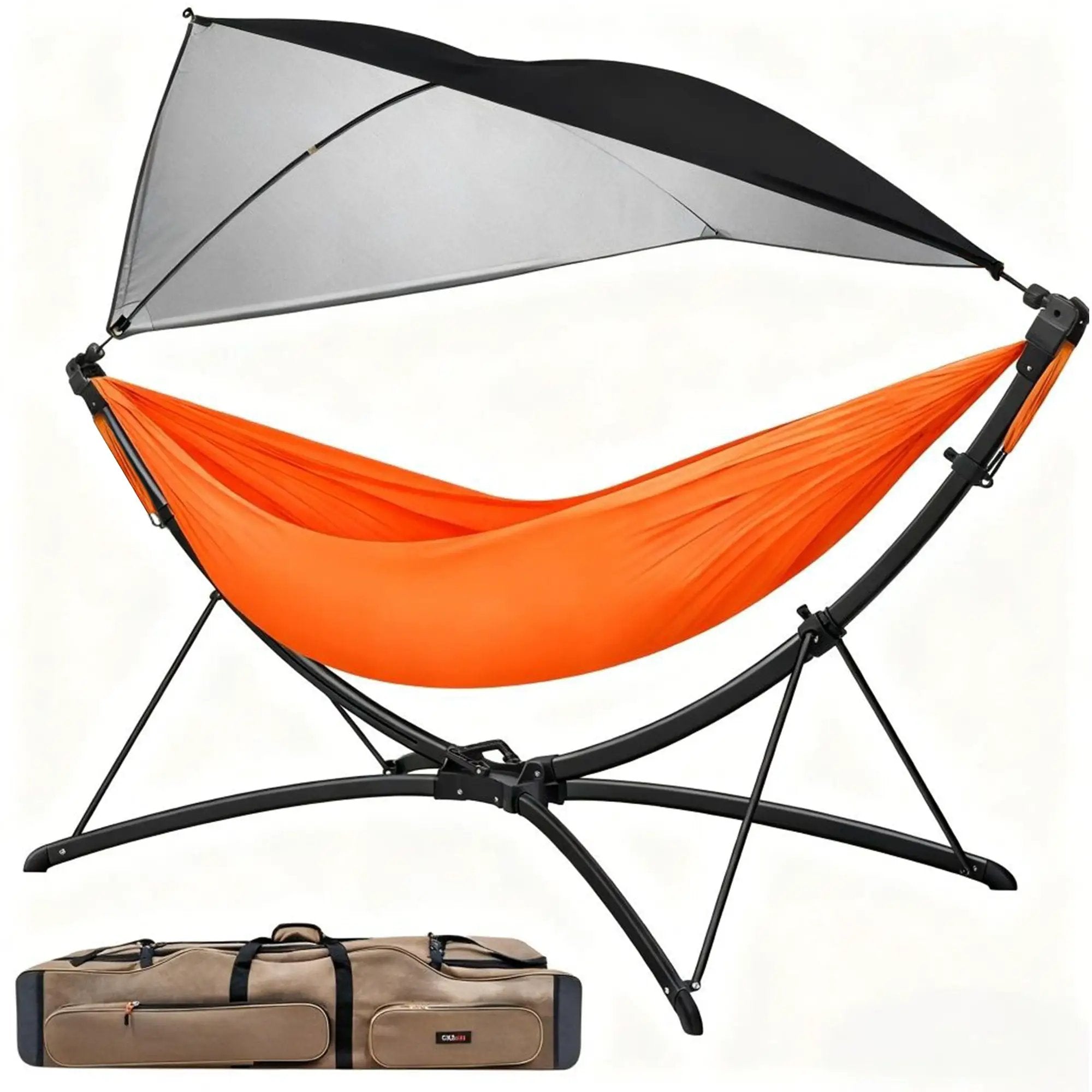 Portable Outdoor Hammock with Quick-Fold Stand and Adjustable Sunshade by HouseOfZazla