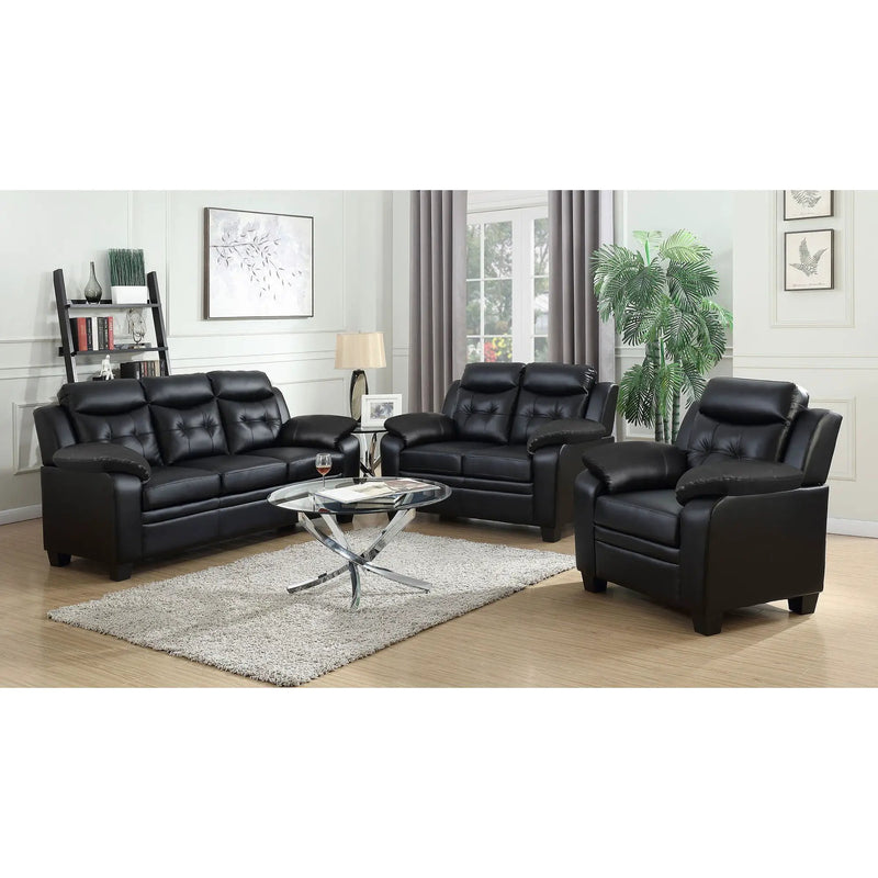 Eaton - Padded Sofa With Tufted Design - Black by HouseOfZazla