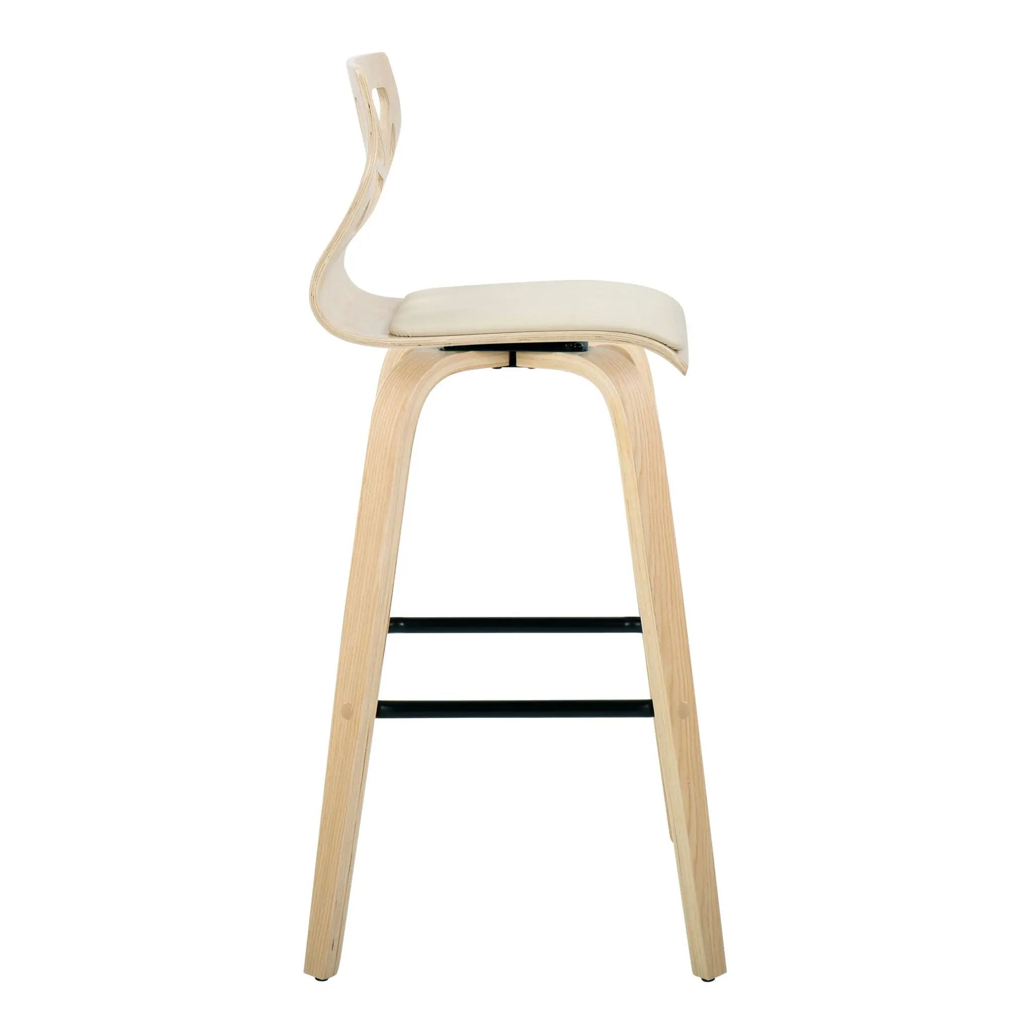 Folia - Contemporary Fixed Height Stool With Swivel With Square Footrest (Set of 2) by HouseOfZazla