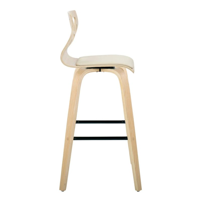 Folia - Contemporary Fixed Height Stool With Swivel With Square Footrest (Set of 2) by HouseOfZazla