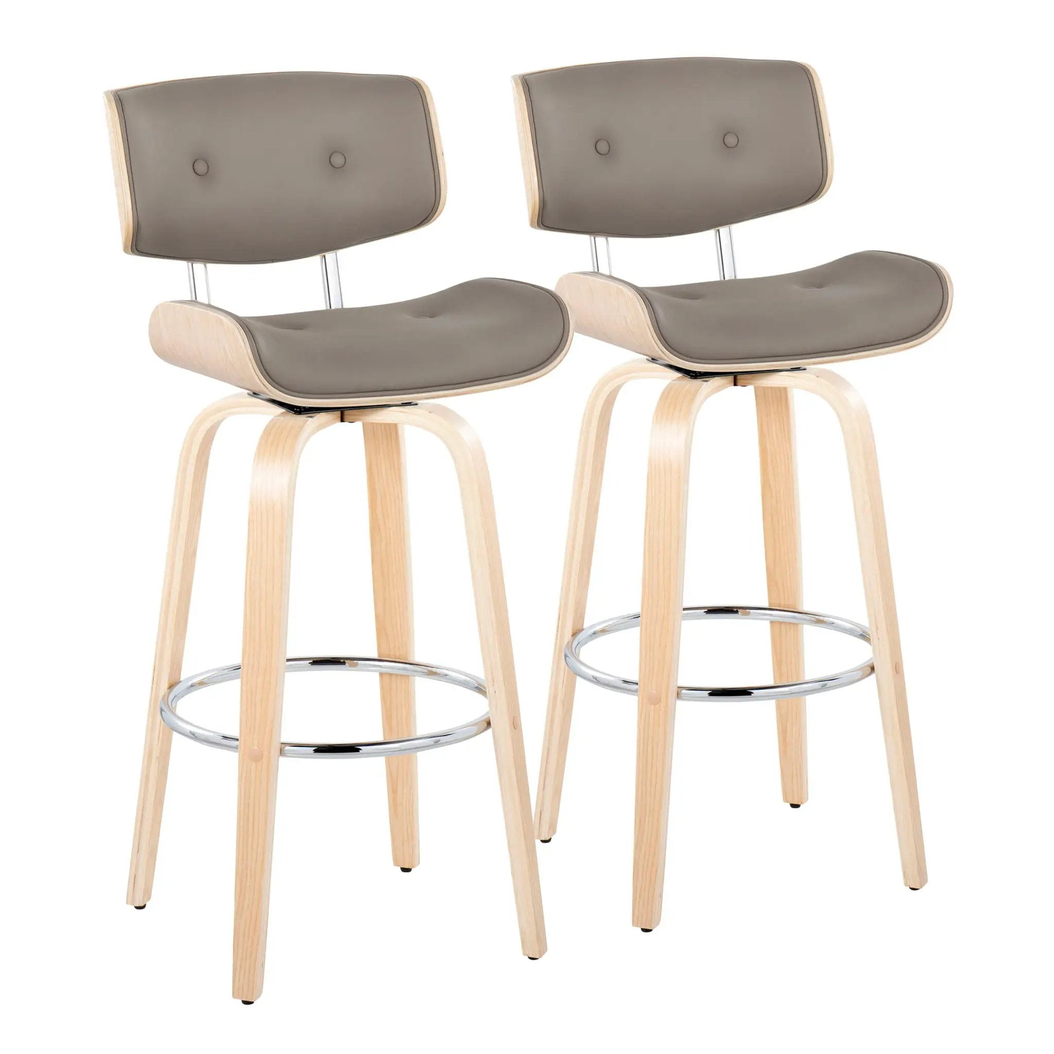 Lombardi - Mid Century Modern Fixed Height Barstool With Swivel With Round Footrest (Set of 2) by Unique Piece Furniture