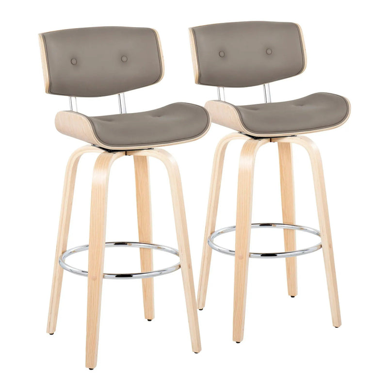 Lombardi - Mid Century Modern Fixed Height Barstool With Swivel With Round Footrest (Set of 2) by Unique Piece Furniture