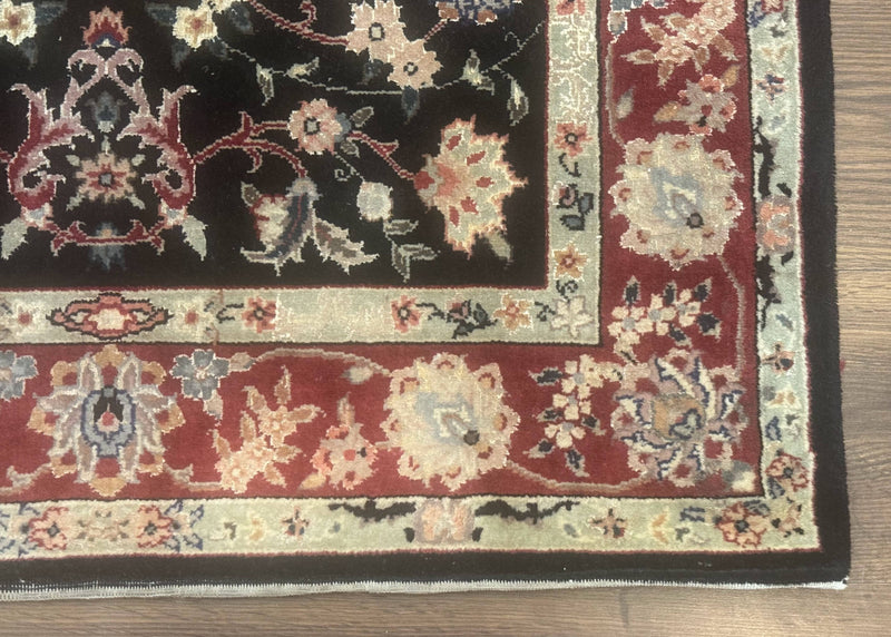 Black Sino Persian Rug 3x5, Wool with Silk Highlights, Floral, Fine 170 KPSI by Jewel Rugs