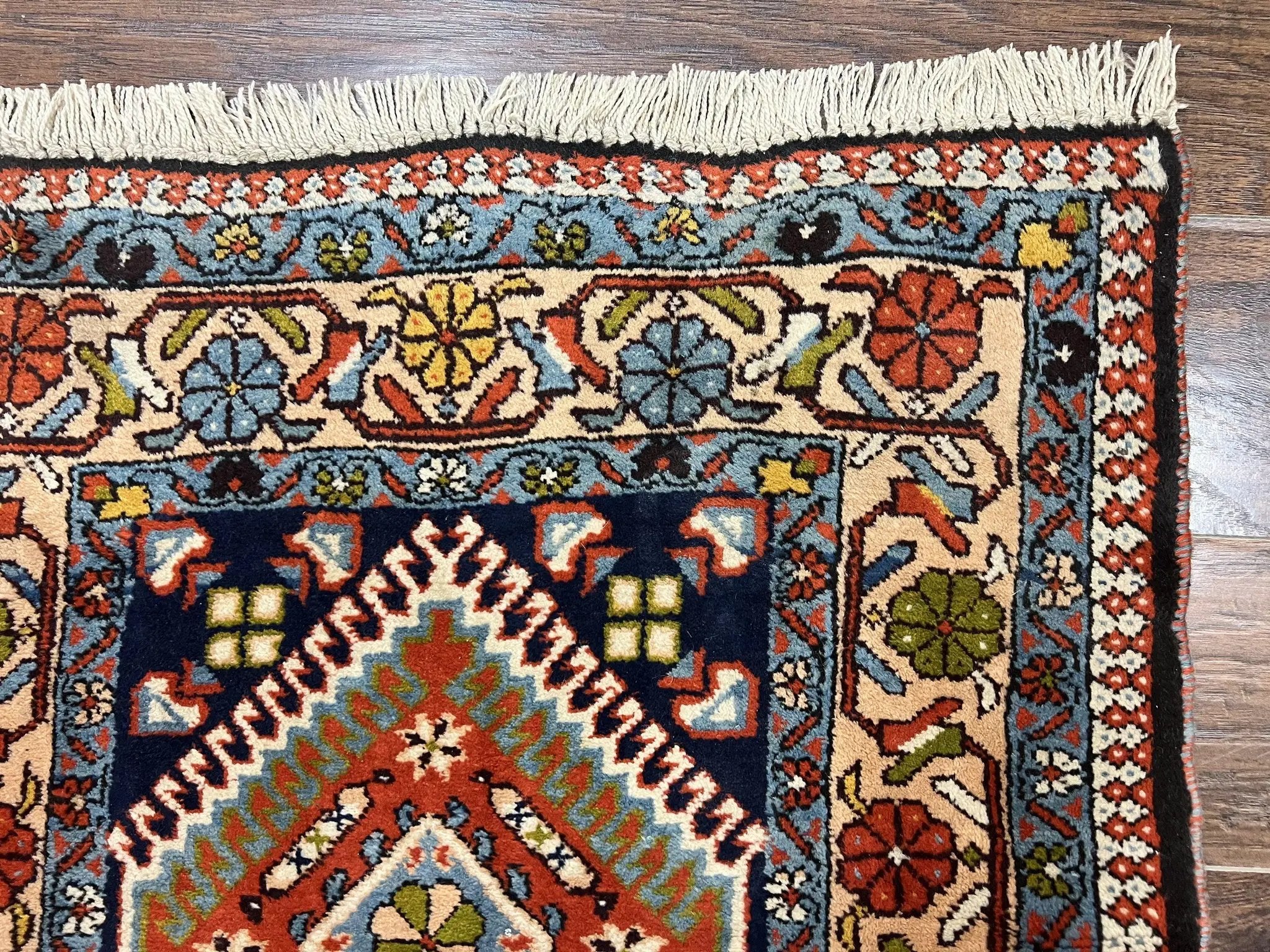 Persian Tribal Runner Rug 2.9 x 14, Colorful Rare Antique Persian Shiraz Yalameh Geometric Carpet for Hallway, 14ft Runner, Handmade, Wool, Red by Jewel Rugs