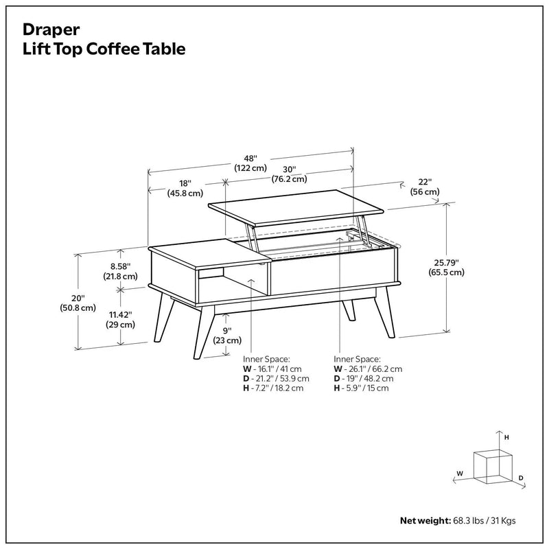 Draper - Lift Top Coffee Table - Teak by Unique Piece Furniture