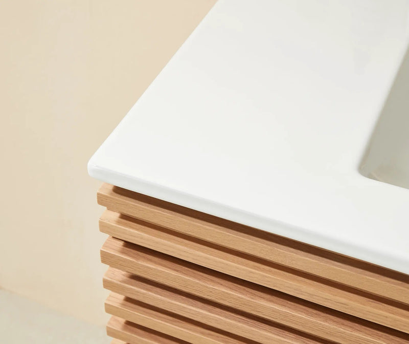 Pre-Assembled 36" Wall Mounted Floating Single Vanity Cabinet with Ceramic Top by HouseOfZazla