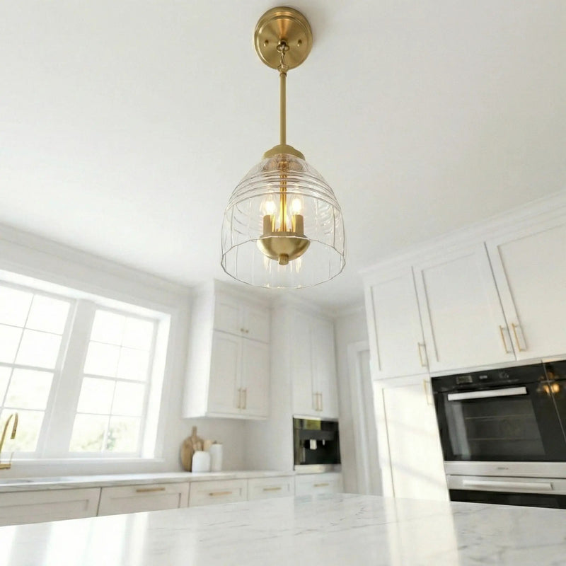 Ember - 3 Candle Lights Chain Pendant - Clear / Gold by Unique Piece Furniture