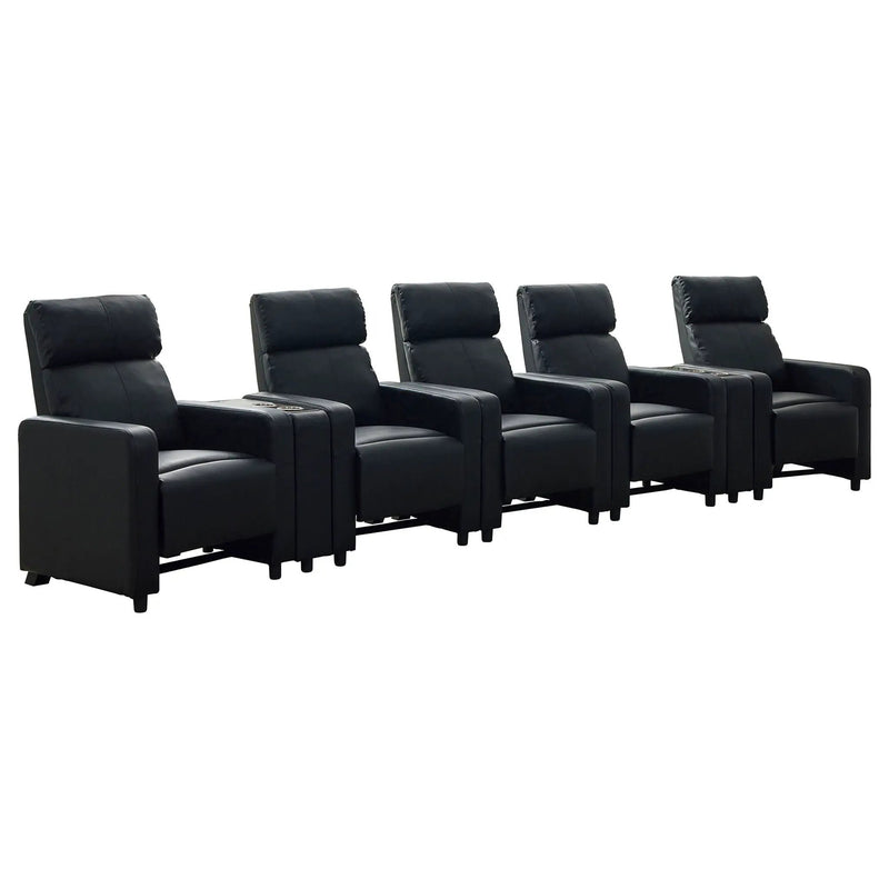 Toohey Upholstered Tufted Recliner Living Room Set Black by Unique Piece Furniture