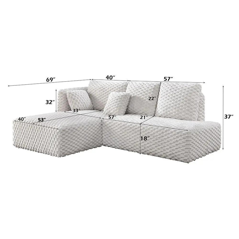 Manya - Sectional Sofa - Ivory Corduroy by Unique Piece Furniture