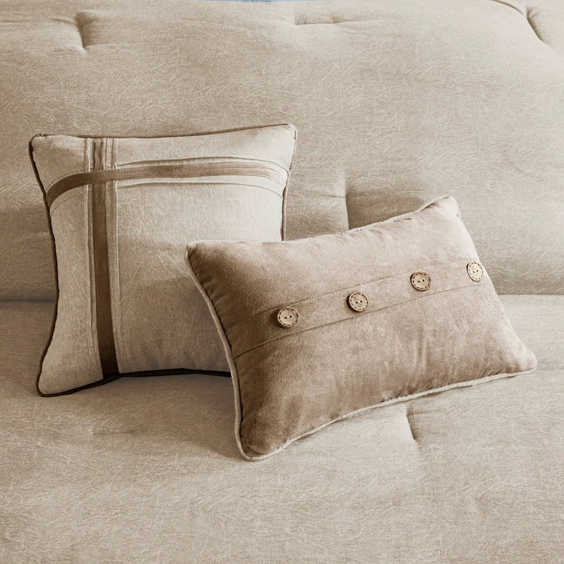 7 Piece Faux Suede Comforter Set Tan California King by HouseOfZazla