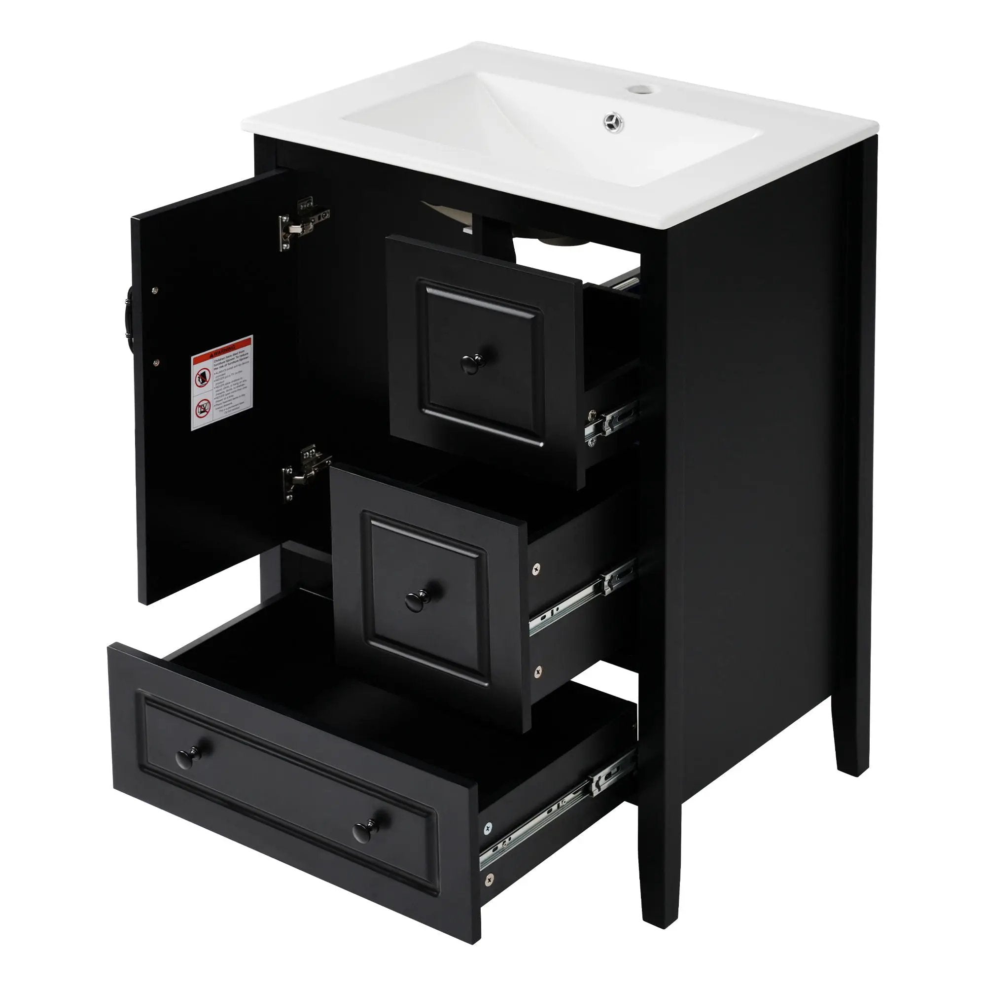 Retro Bathroom Vanity With Sink, Soft Closing Cabinet & Drawers by HouseOfZazla