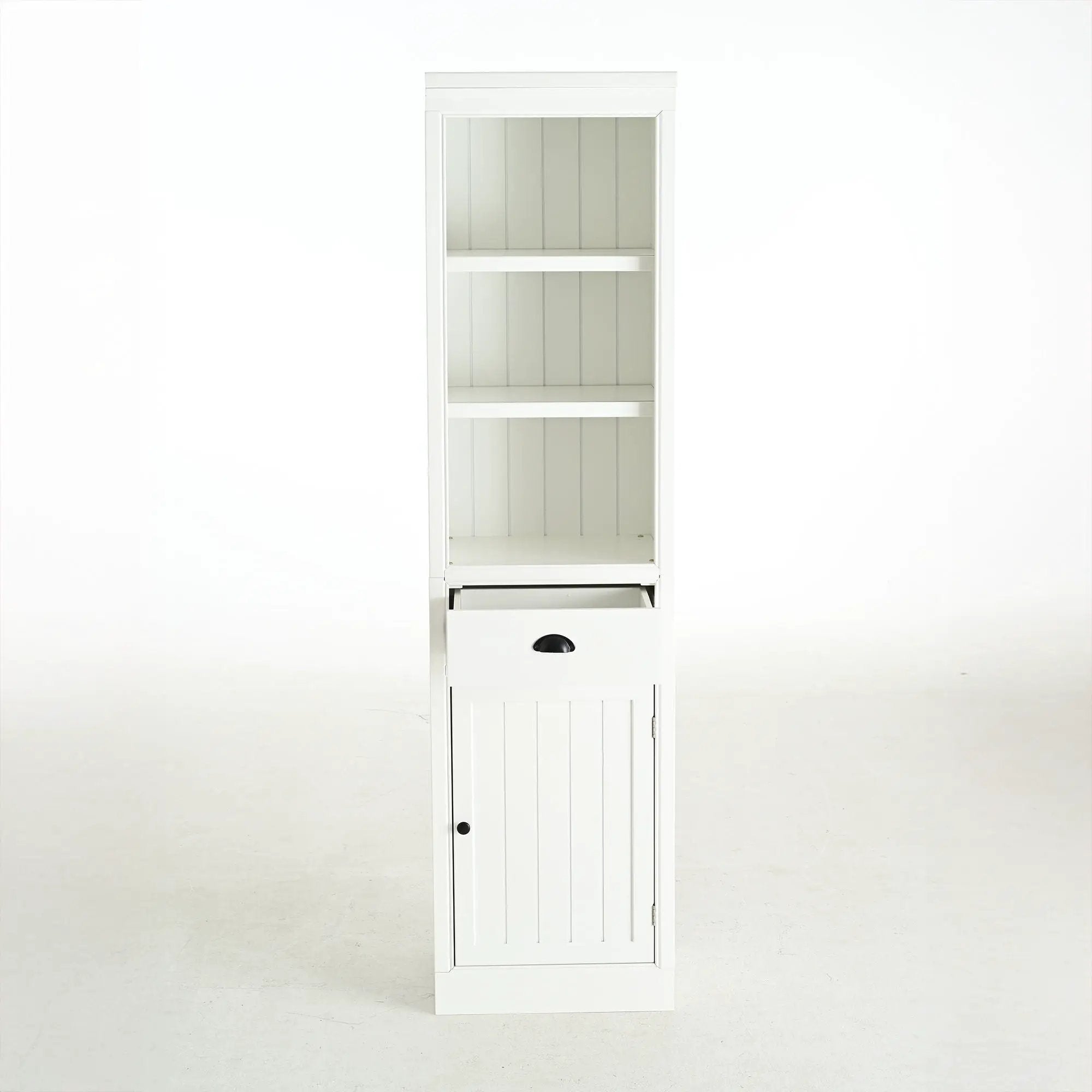 Retro Style 75'' Tall Display Shelf With Cabinet For Hallways Living Room Kitchen - White by HouseOfZazla