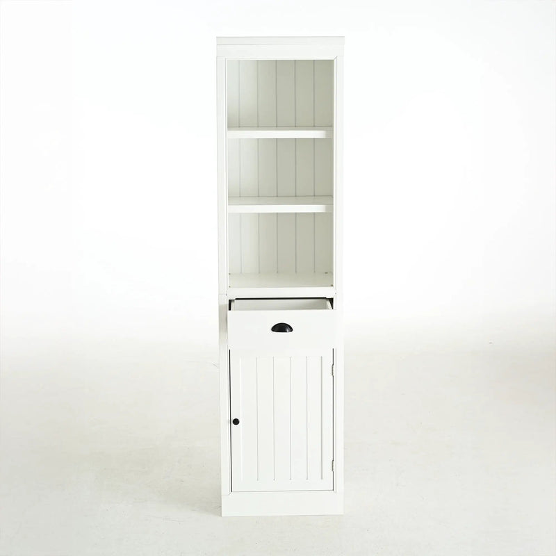 Retro Style 75'' Tall Display Shelf With Cabinet For Hallways Living Room Kitchen - White by HouseOfZazla