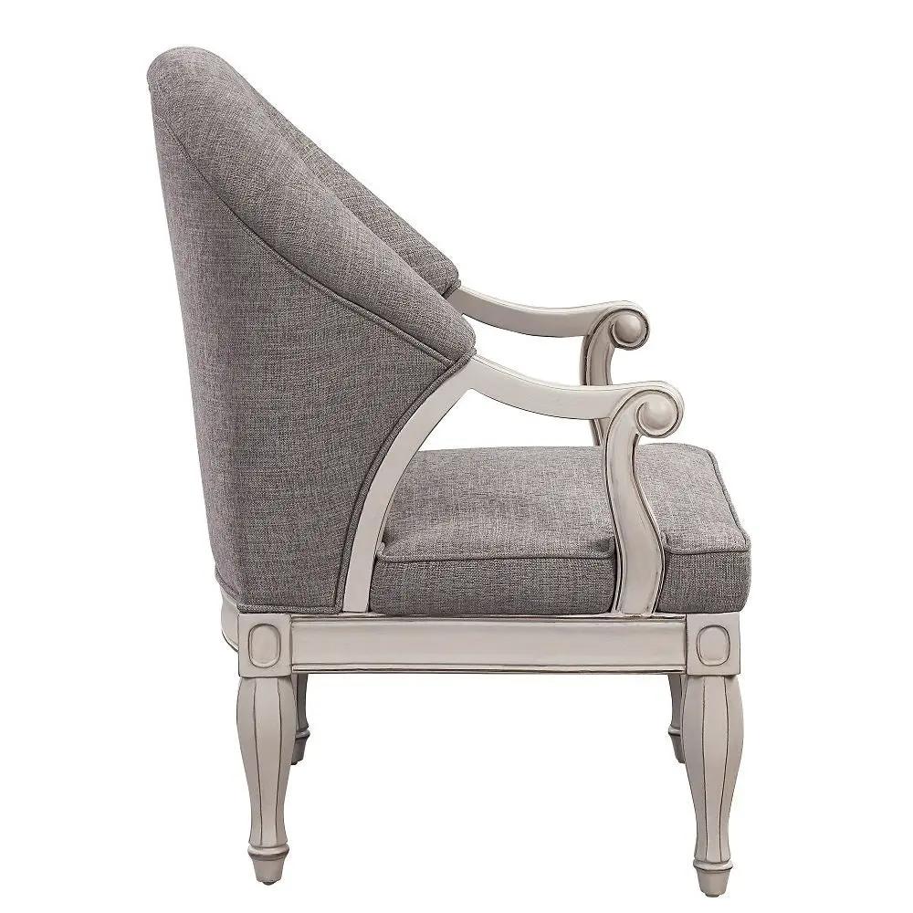 Florian - Chair - Gray Fabric & Antique White by Unique Piece Furniture