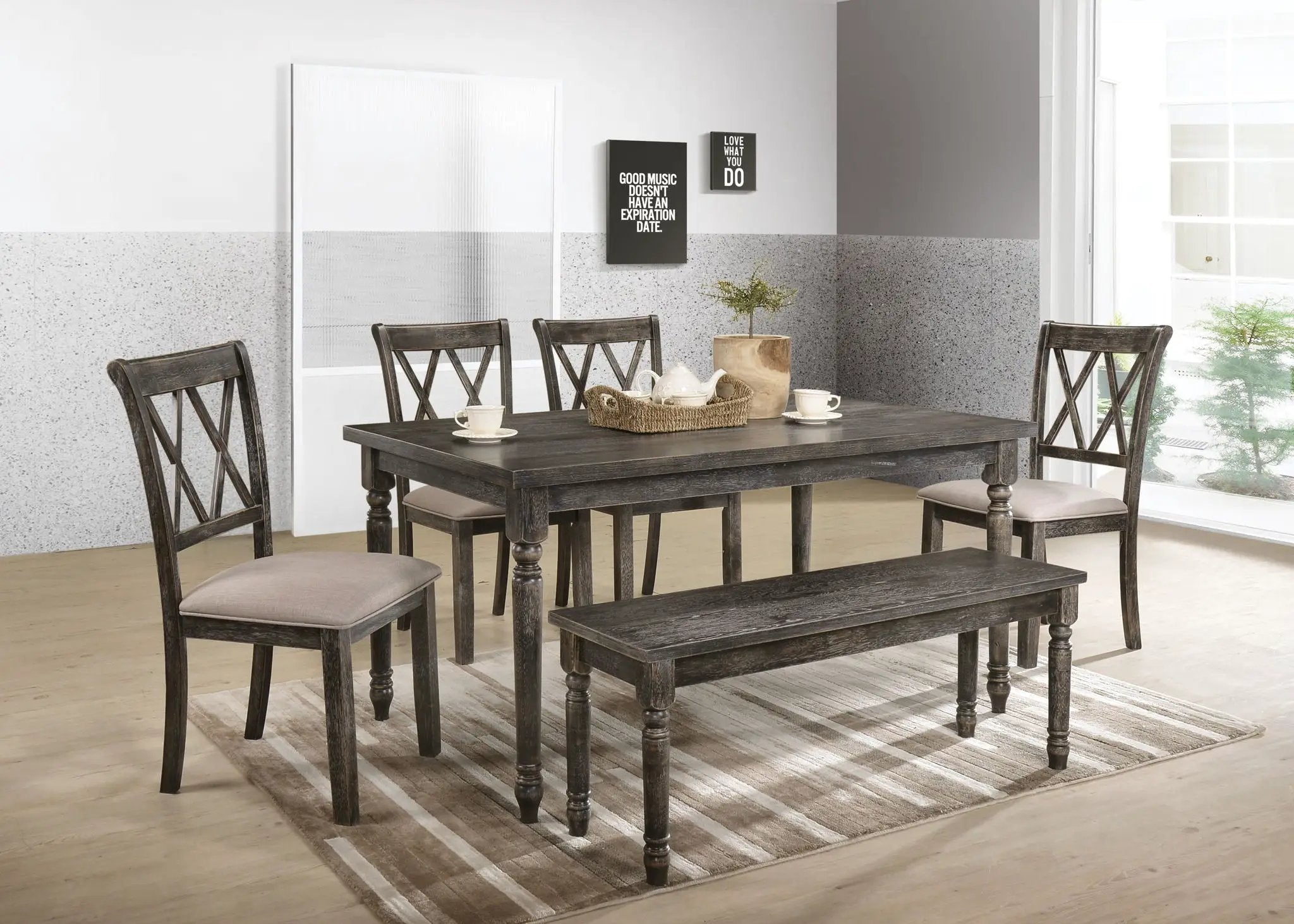 Claudia II - Weathered 7 Pieces Dining Room Set - Gray by HouseOfZazla